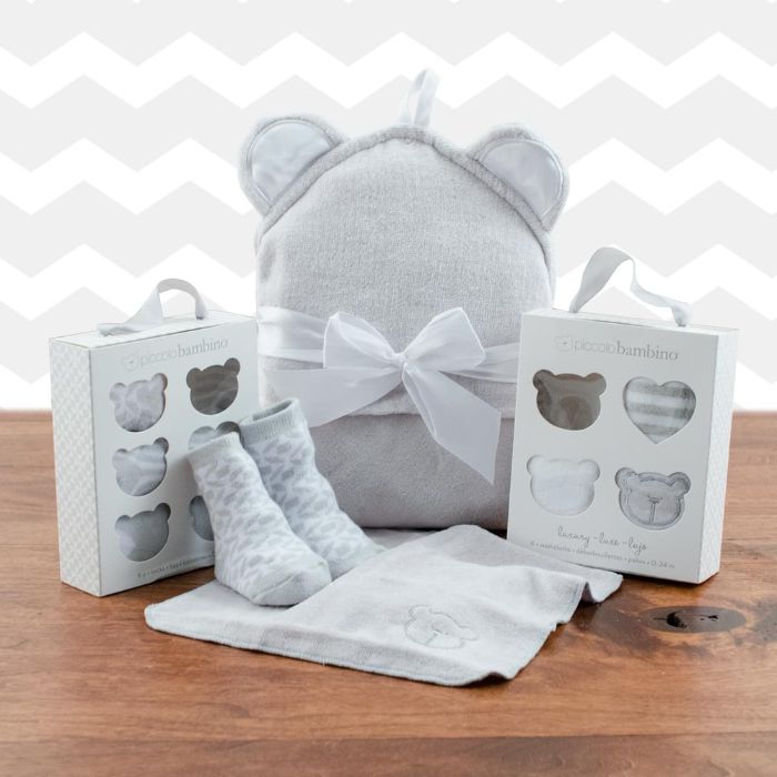 Squeaky Clean Baby Washcloths, Hooded Towel & Socks Gift Set