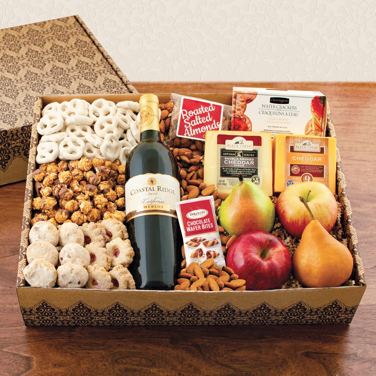 Magnificent Merlot, Fruit, Cheese & Gourmet Gift Box