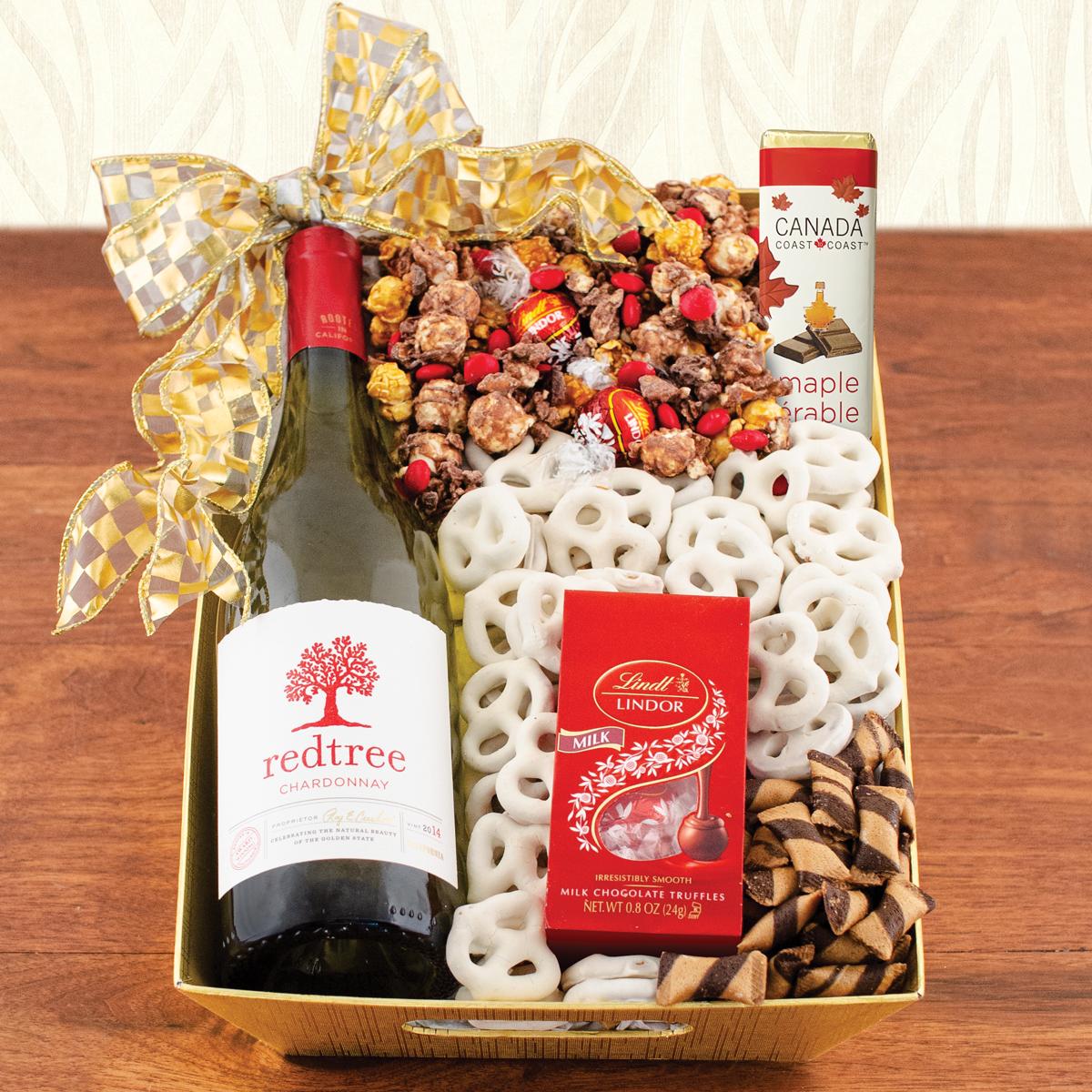 Good Cheer White Wine Gift Basket