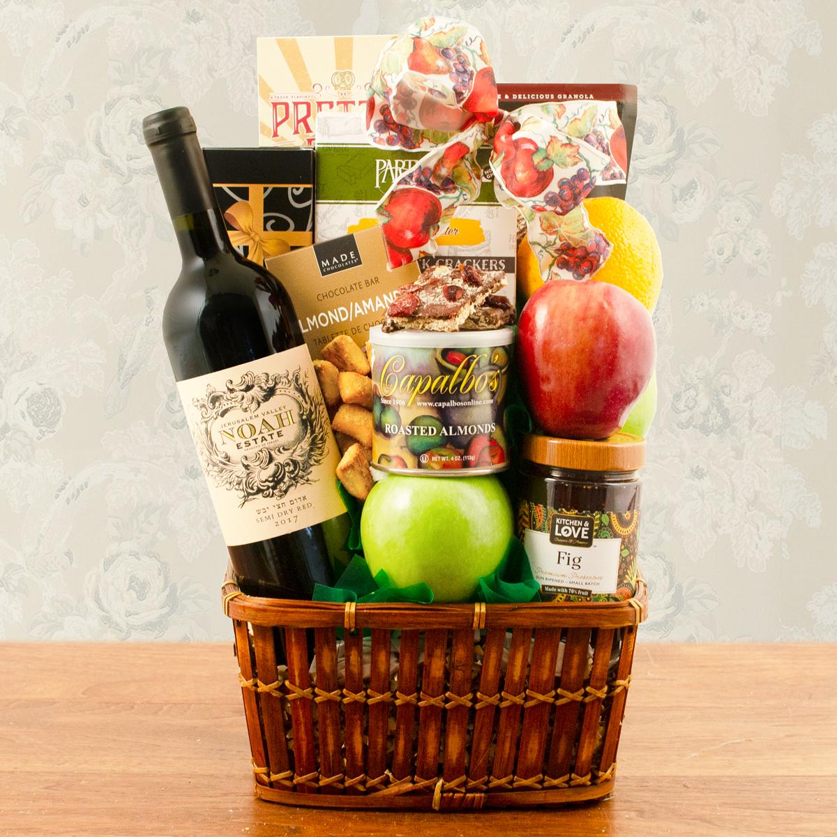 Sea of Galilee Fruit & Red Wine Kosher Gift Basket