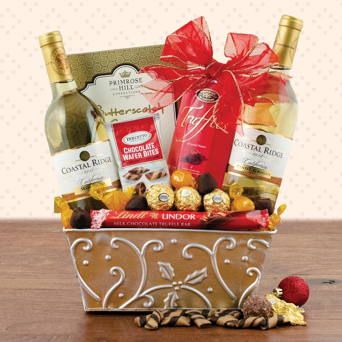 White Christmas Wine Duo Gift Basket