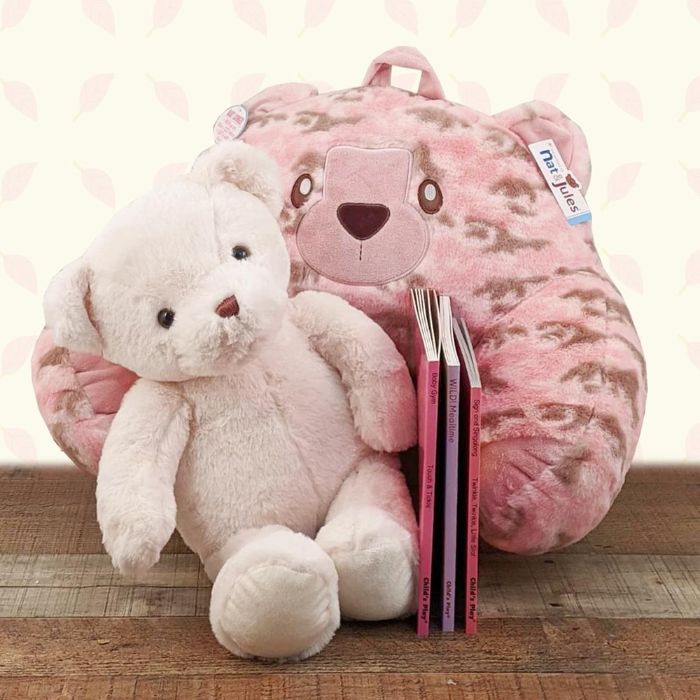 Storytime Pink Bear Lounger, Stuffed Animal & Board Book Trio Gift Set