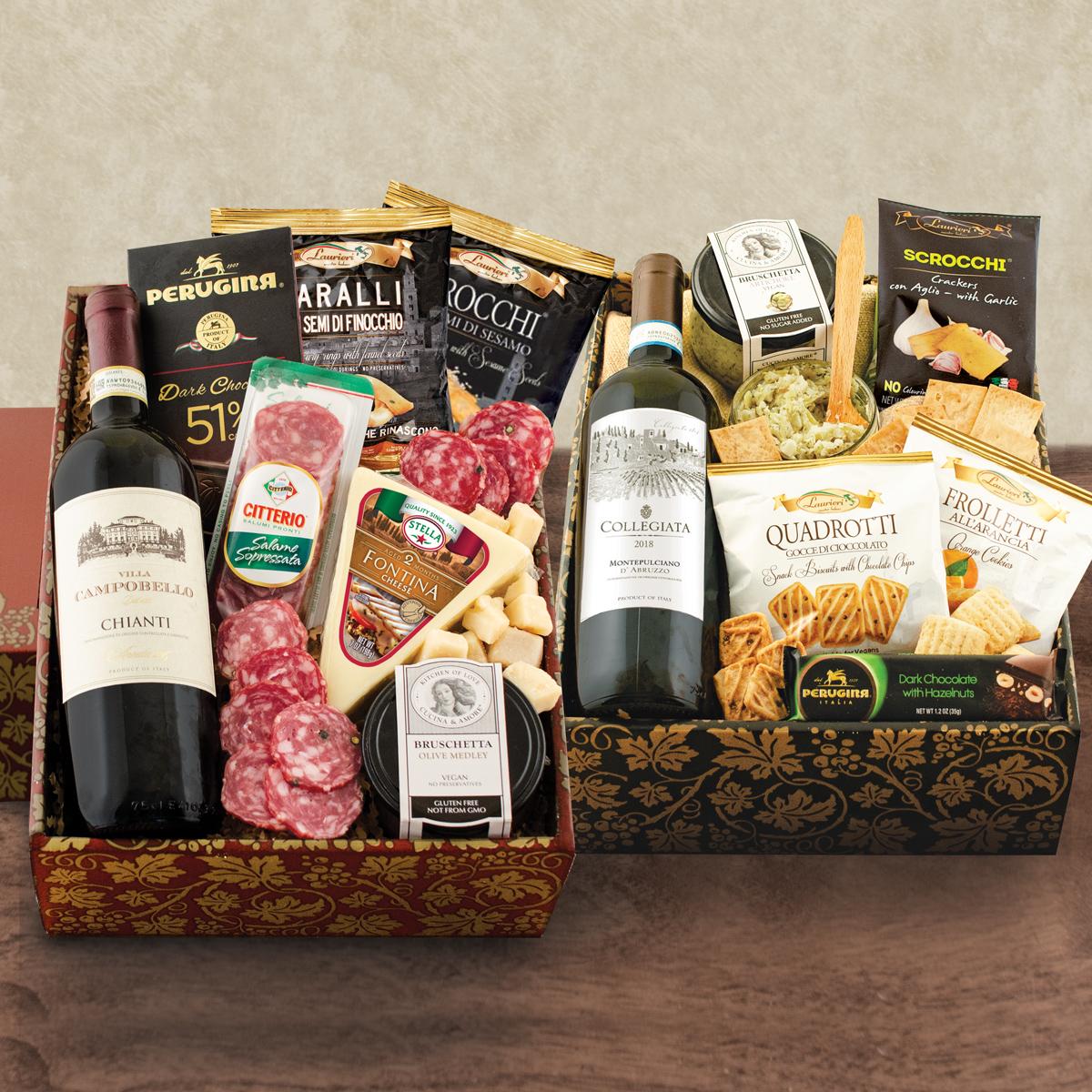 Taste of the Old Country Italian Wines & Antipasto Double Decker Gift Box