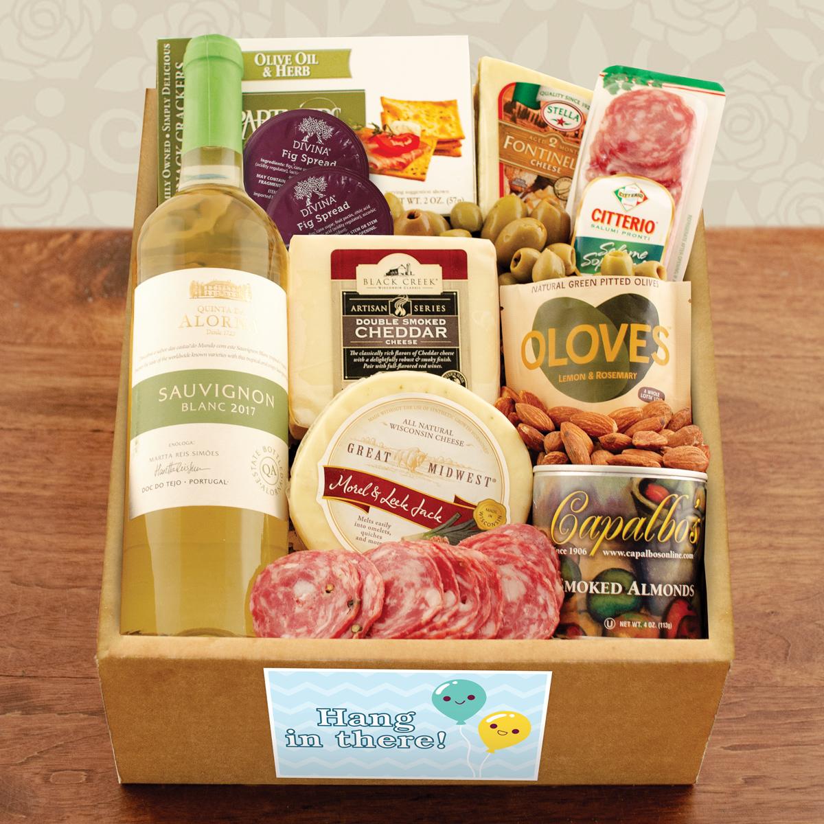 White Wine, Cheese & Crackers Classic Collection Gift Box - Hang In There