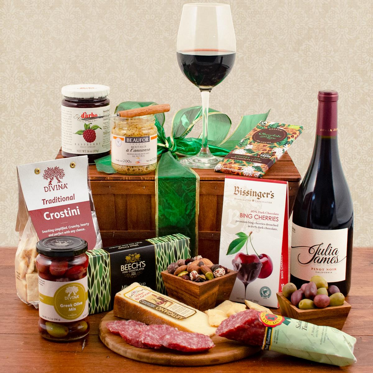 Julia James Pinot Noir Wine & Artisanal Food Gift Basket