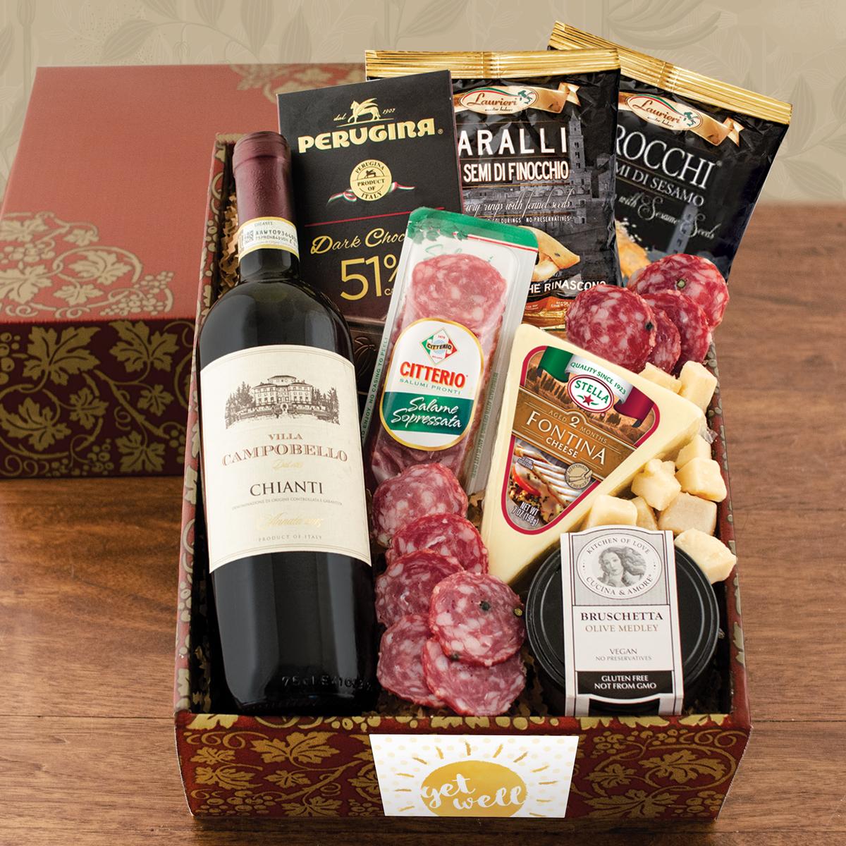 Buona Vita Italian Vino & Antipasto Gift Box - Get Well