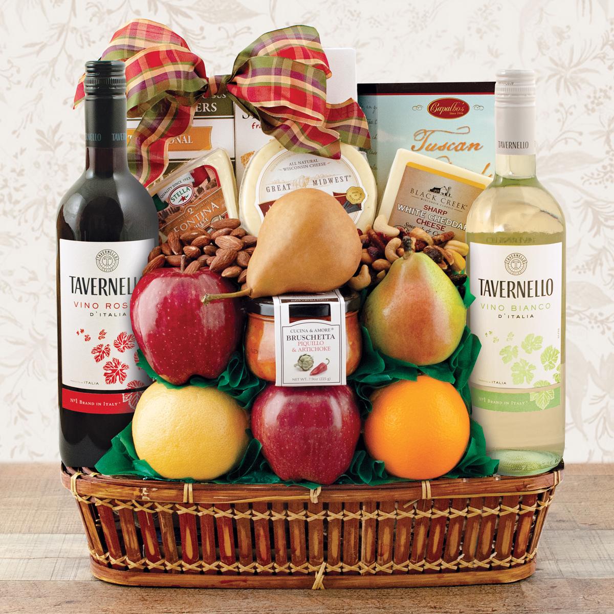 In Good Taste Wine, Cheese & Fruit Gift Basket