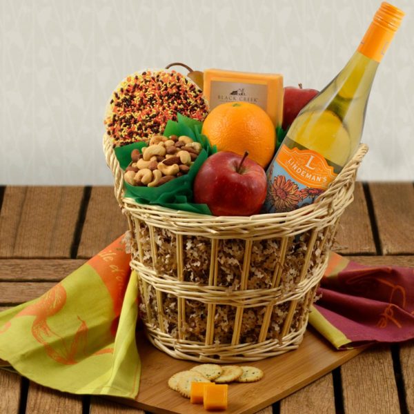 Autumn Wonder White Wine & Fruit Gift Basket